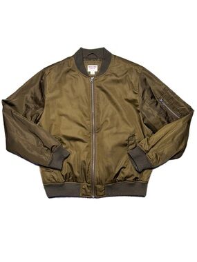 Mossimo Supply Co. Olive Bomber Jacket with Ribbed Trim